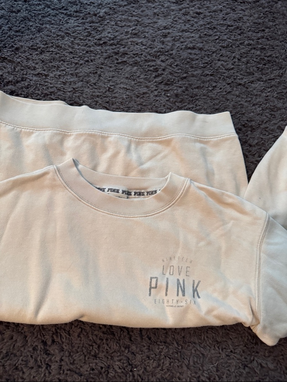Victoria's Secret PINK Beige Crewneck Sweatshirt
